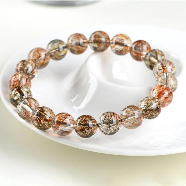 4mm - 12mm round shape 7A natural black gold super seven 7 rutilated quartz beaded bracelet - Image 6