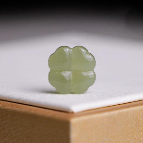 2 pcs / 5 pcs four leaf clover shape genuine natural green nephrite jade bead - Image 7