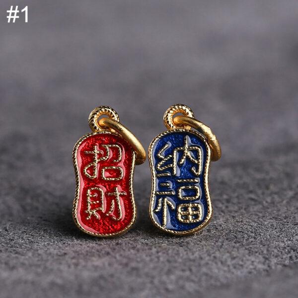 5 pcs / 10 pcs red and blue enamel character pattern oval shape s925 sterling silver charm - Image 5