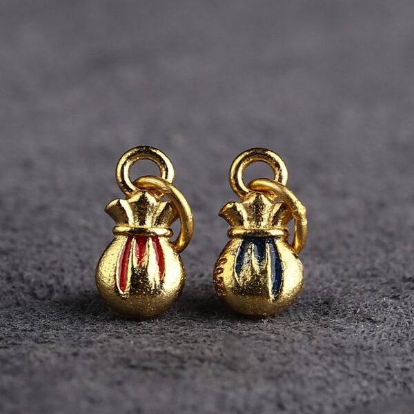 5 pcs / 10 pcs red and blue enamel small wallet shape s925 sterling silver charm