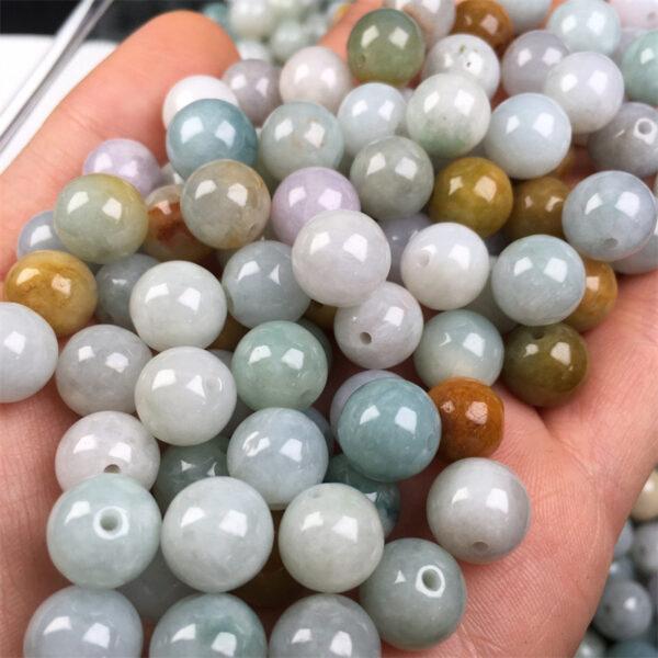 50 pcs / 100 pcs round shape genuine natural colorful jadeite bead, jade bead