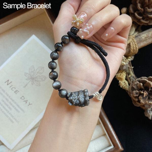5 pcs / 10 pcs cute lion shape natural silver obsidian bead - Image 3