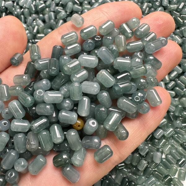 50 pcs / 100 pcs tube shape genuine natural icy blue jadeite bead, jade bead - Image 2