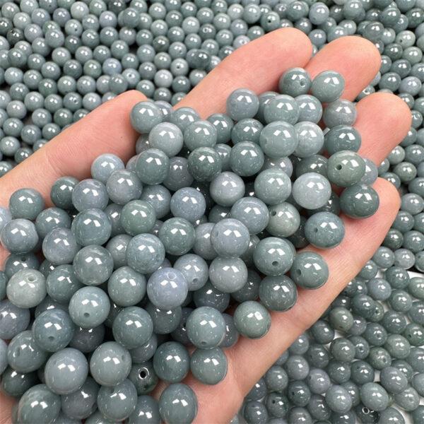 50 pcs / 100 pcs round shape genuine natural blue jadeite bead, jade bead - Image 2