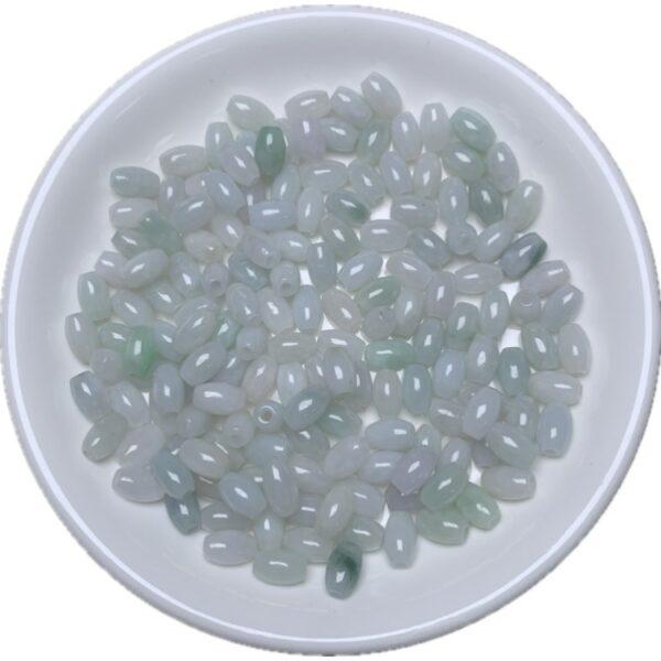 50 pcs / 100 pcs rice shape genuine natural icy white jadeite bead, oval jade bead - Image 2