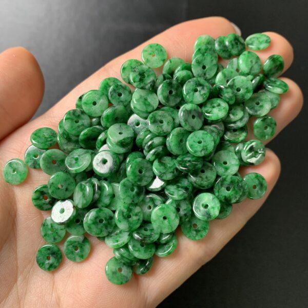 10 pcs / 20 pcs rondelle shape genuine natural green jadeite bead, jade bead - Image 2
