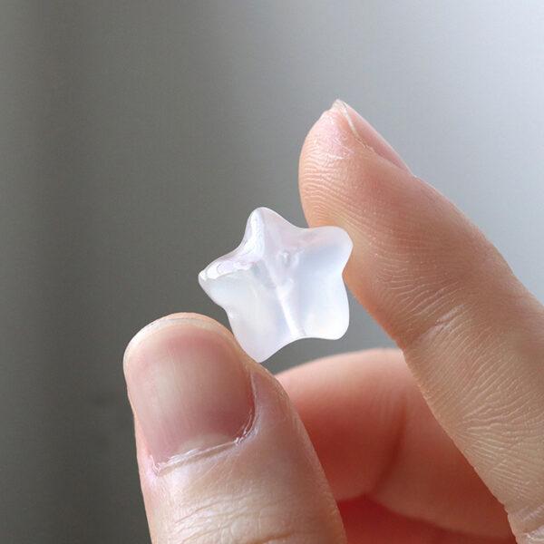 5 pcs / 10 pcs smiley face pattern star shape natural white agate bead - Image 2