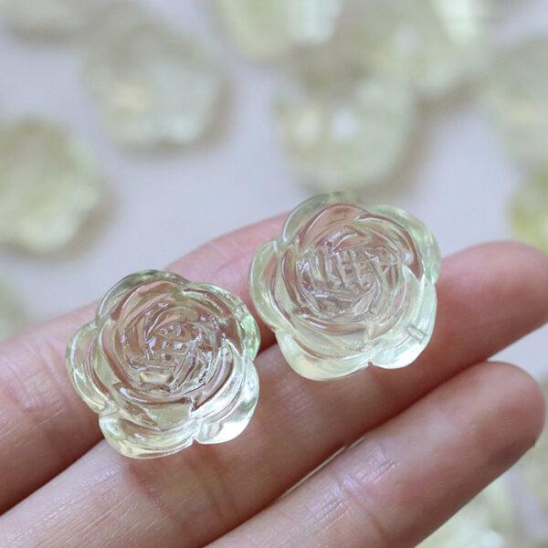 2 pcs / 5 pcs rose flower shape natural quartz bead - Image 2
