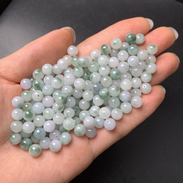 10 pcs / 20 pcs round shape genuine natural green flower texture jadeite bead, jade bead - Image 2