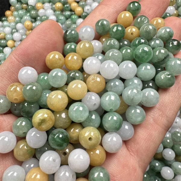 20 pcs / 50 pcs round shape genuine natural icy colorful jadeite bead, jade bead - Image 2
