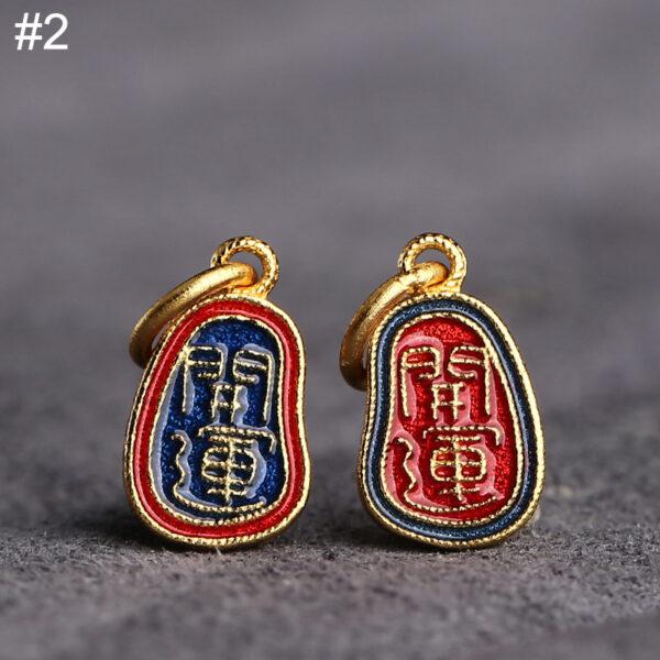 5 pcs / 10 pcs red and blue enamel character pattern oval shape s925 sterling silver charm - Image 6