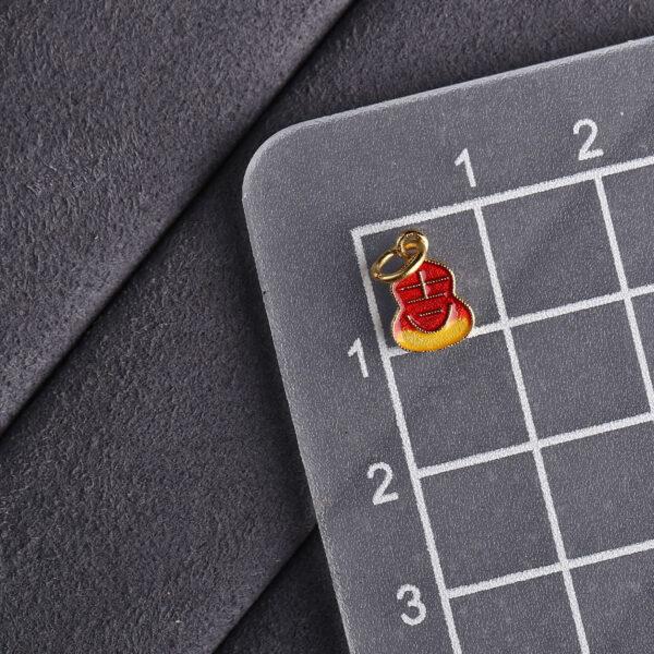 5 pcs / 10 pcs red and blue enamel 吉 pattern gourd shape s925 sterling silver charm - Image 2