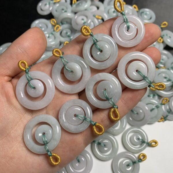 1 pc / 2 pcs double rings shape genuine natural jadeite charm, jade charm - Image 2