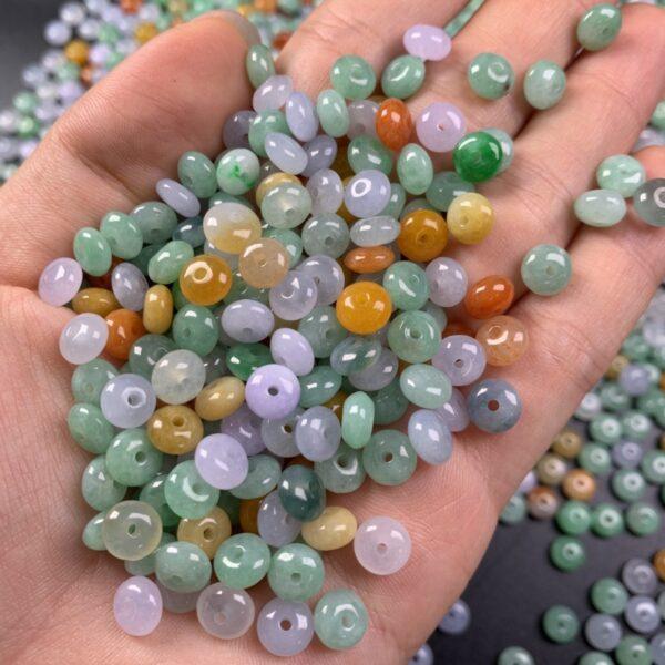 5 pcs / 10 pcs rondelle shape genuine natural icy colorful jadeite bead, jade bead - Image 2