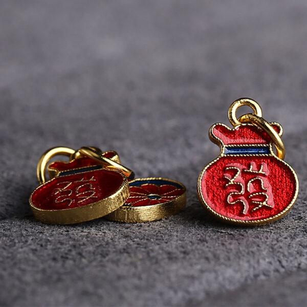 5 pcs / 10 pcs red and blue enamel flower pattern small wallet shape s925 sterling silver charm - Image 2