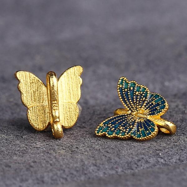 5 pcs / 10 pcs green enamel butterfly shape s925 sterling silver clasp bead, silver hook - Image 2
