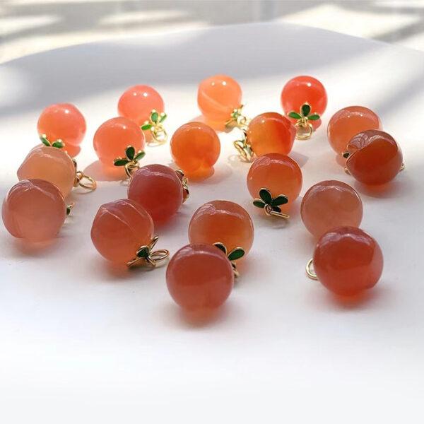2 pcs / 5 pcs peach shape natural agate charm - Image 2
