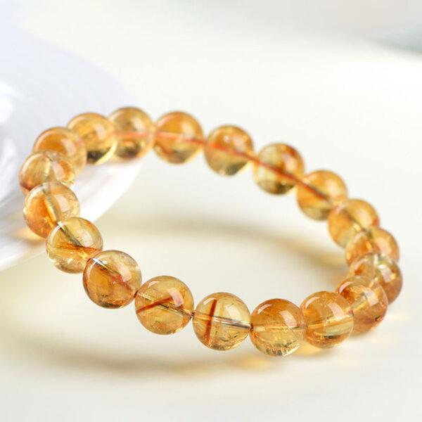 6mm - 12mm round shape 7A orange yellow natural Brazilian citrine beaded bracelet - Image 2