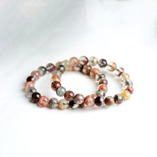 5mm - 10mm round shape genuine natural phantom quartz beaded bracelet - Image 2