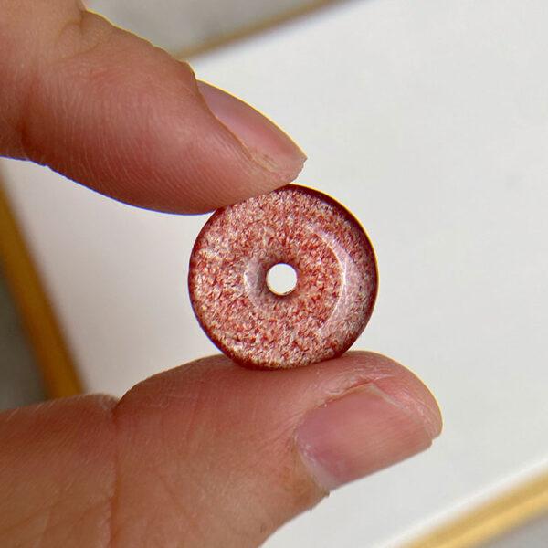 2 pcs / 5 pcs rondelle shape natural strawberry quartz bead - Image 2