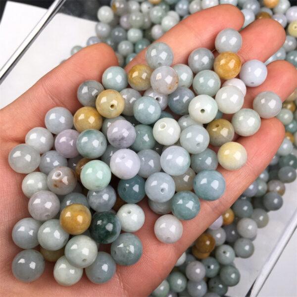 50 pcs / 100 pcs round shape genuine natural colorful jadeite bead, jade bead - Image 2