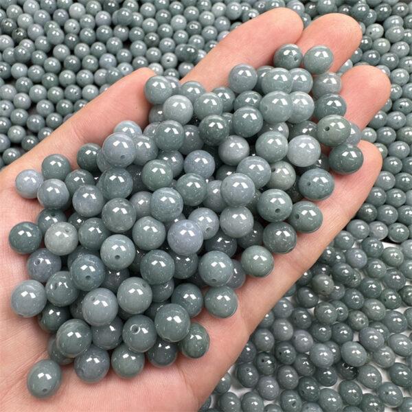 50 pcs / 100 pcs round shape genuine natural blue jadeite bead, jade bead - Image 3