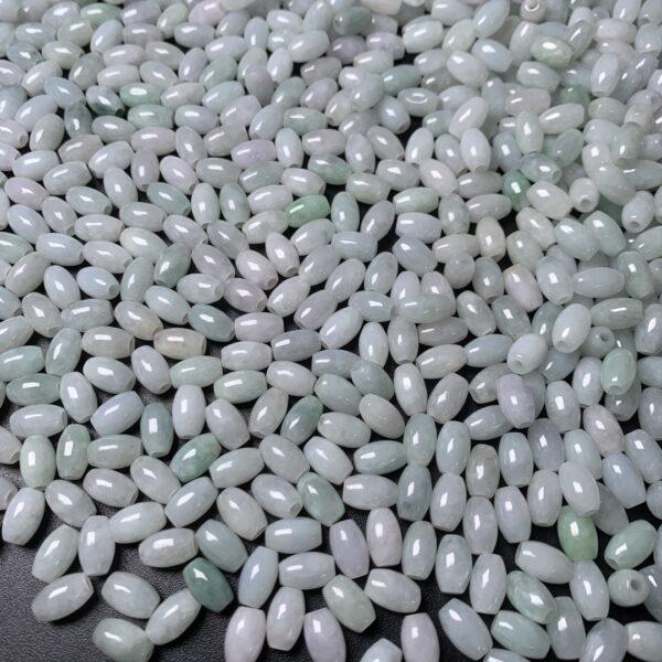 50 pcs / 100 pcs rice shape genuine natural icy white jadeite bead, oval jade bead - Image 3