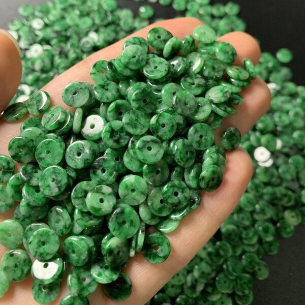 10 pcs / 20 pcs rondelle shape genuine natural green jadeite bead, jade bead - Image 3