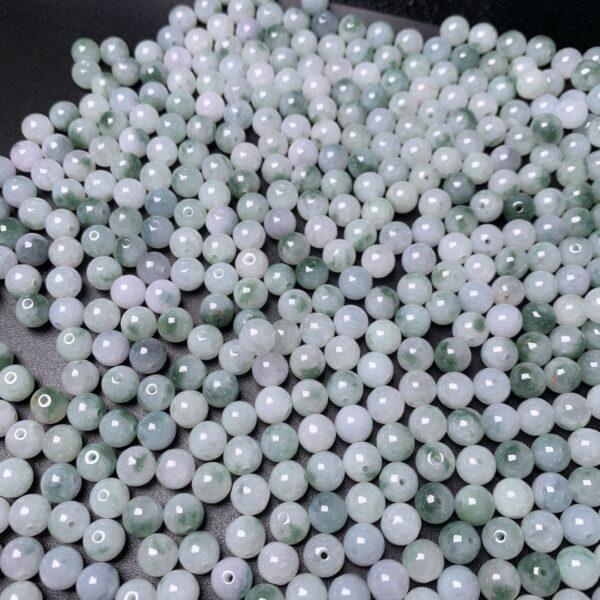 10 pcs / 20 pcs round shape genuine natural green flower texture jadeite bead, jade bead - Image 3