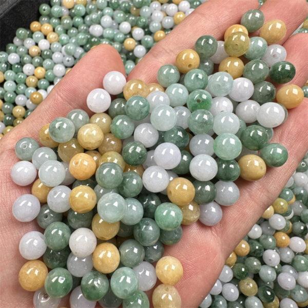 20 pcs / 50 pcs round shape genuine natural icy colorful jadeite bead, jade bead - Image 3