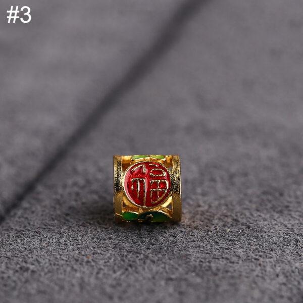 1 pc / 2 pcs red and green enamel flower and cloud pattern pillar shape s925 sterling silver bead - Image 8