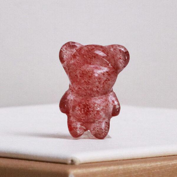 2 pcs / 5 pcs cute bear shape natural strawberry quartz bead - Image 3