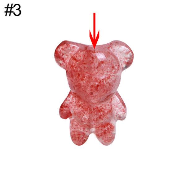 2 pcs / 5 pcs cute bear shape natural strawberry quartz bead - Image 10