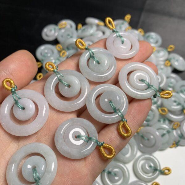 1 pc / 2 pcs double rings shape genuine natural jadeite charm, jade charm - Image 3