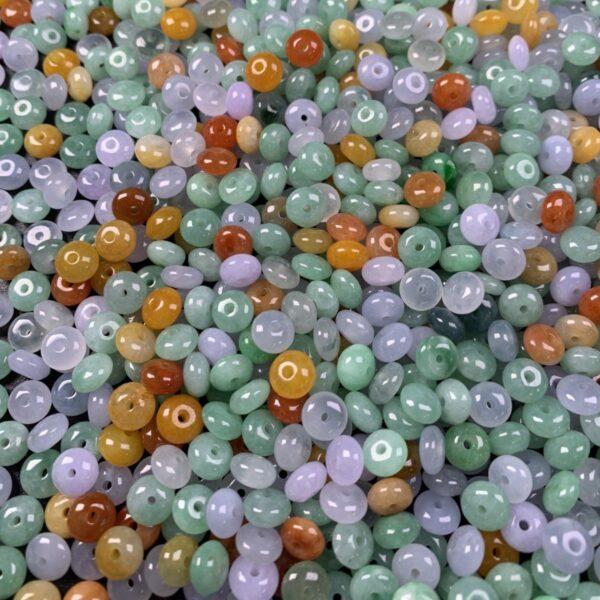 5 pcs / 10 pcs rondelle shape genuine natural icy colorful jadeite bead, jade bead - Image 3