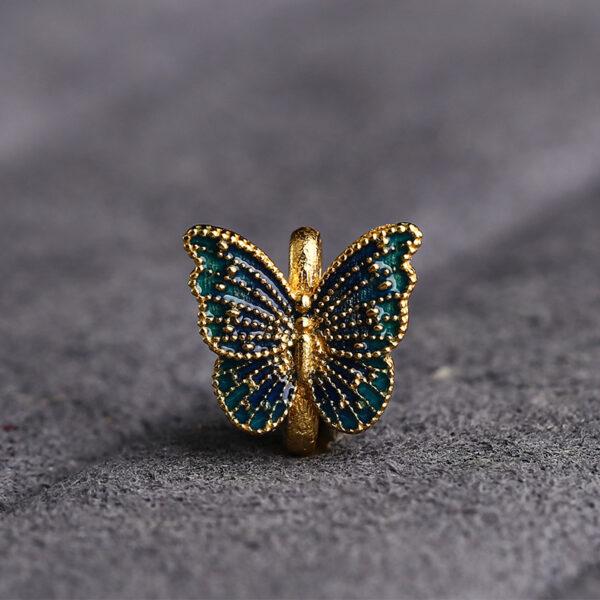 5 pcs / 10 pcs green enamel butterfly shape s925 sterling silver clasp bead, silver hook - Image 3