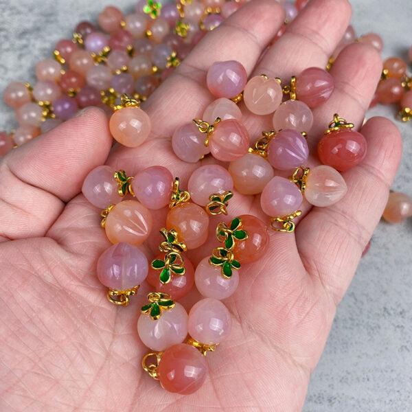 2 pcs / 5 pcs peach shape natural agate charm - Image 3
