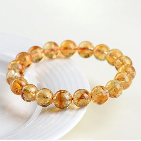 6mm - 12mm round shape 7A orange yellow natural Brazilian citrine beaded bracelet - Image 3