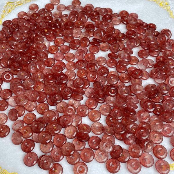 2 pcs / 5 pcs rondelle shape natural strawberry quartz bead - Image 3