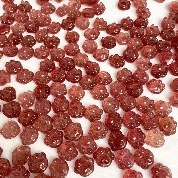 5 pcs / 10 pcs cat paw shape natural strawberry quartz bead - Image 3