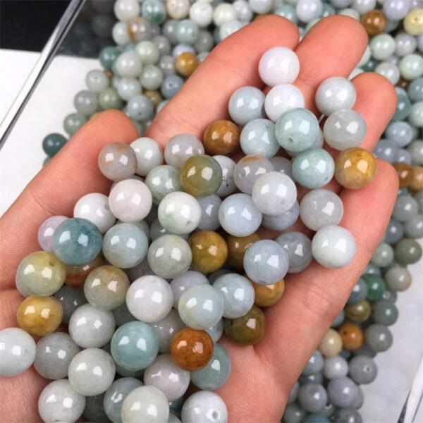 50 pcs / 100 pcs round shape genuine natural colorful jadeite bead, jade bead - Image 3