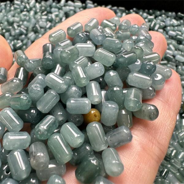 50 pcs / 100 pcs tube shape genuine natural icy blue jadeite bead, jade bead - Image 8
