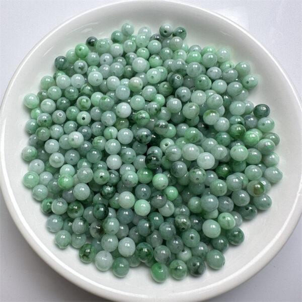 100 pcs round shape genuine natural green flower texture jadeite bead, jade bead - Image 4