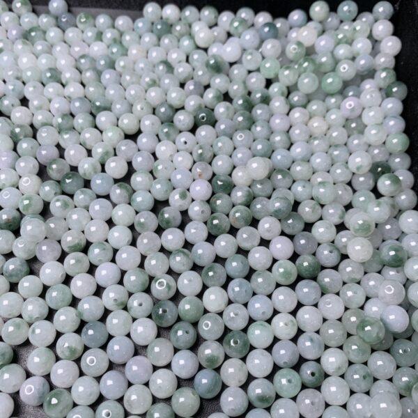 10 pcs / 20 pcs round shape genuine natural green flower texture jadeite bead, jade bead - Image 4