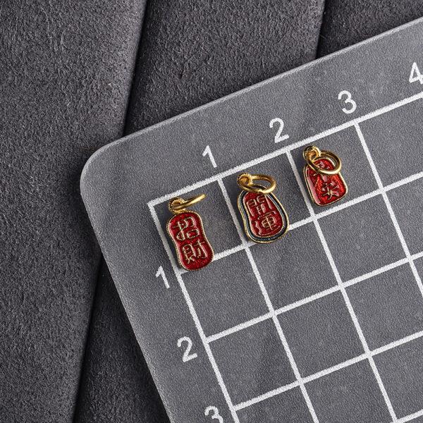 5 pcs / 10 pcs red and blue enamel character pattern oval shape s925 sterling silver charm - Image 2