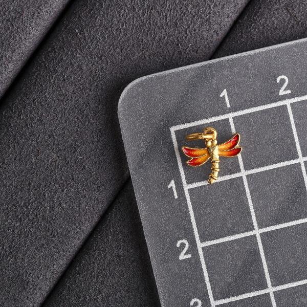 5 pcs / 10 pcs red enamel dragonfly shape s925 sterling silver charm - Image 4