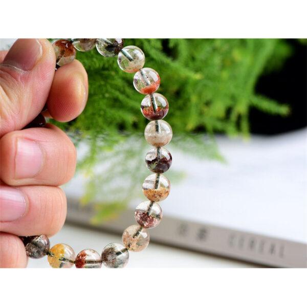 5mm - 10mm round shape genuine natural phantom quartz beaded bracelet - Image 4
