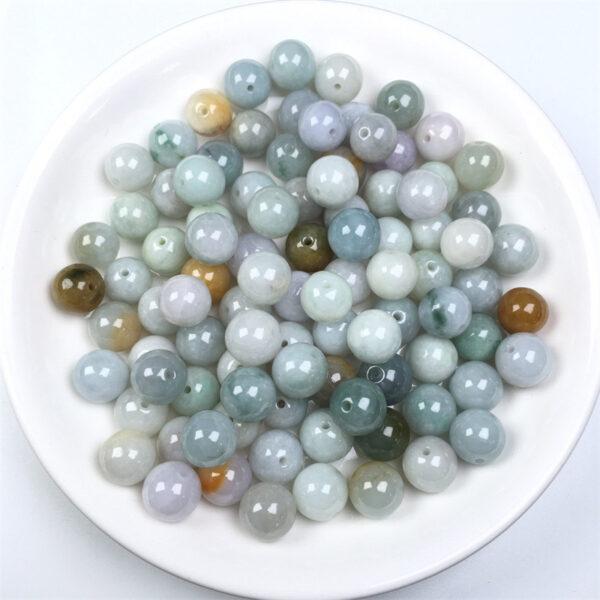 50 pcs / 100 pcs round shape genuine natural colorful jadeite bead, jade bead - Image 4