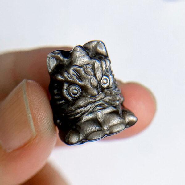 5 pcs / 10 pcs cute lion shape natural silver obsidian bead - Image 5