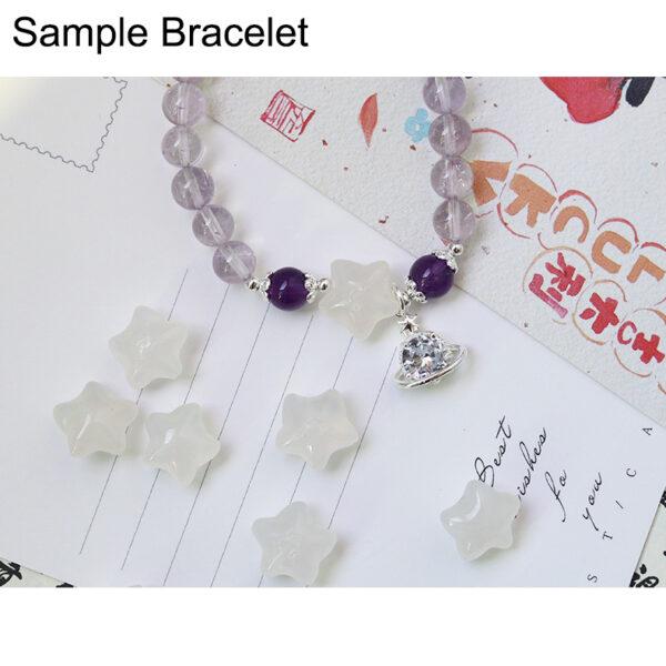 5 pcs / 10 pcs smiley face pattern star shape natural white agate bead - Image 5